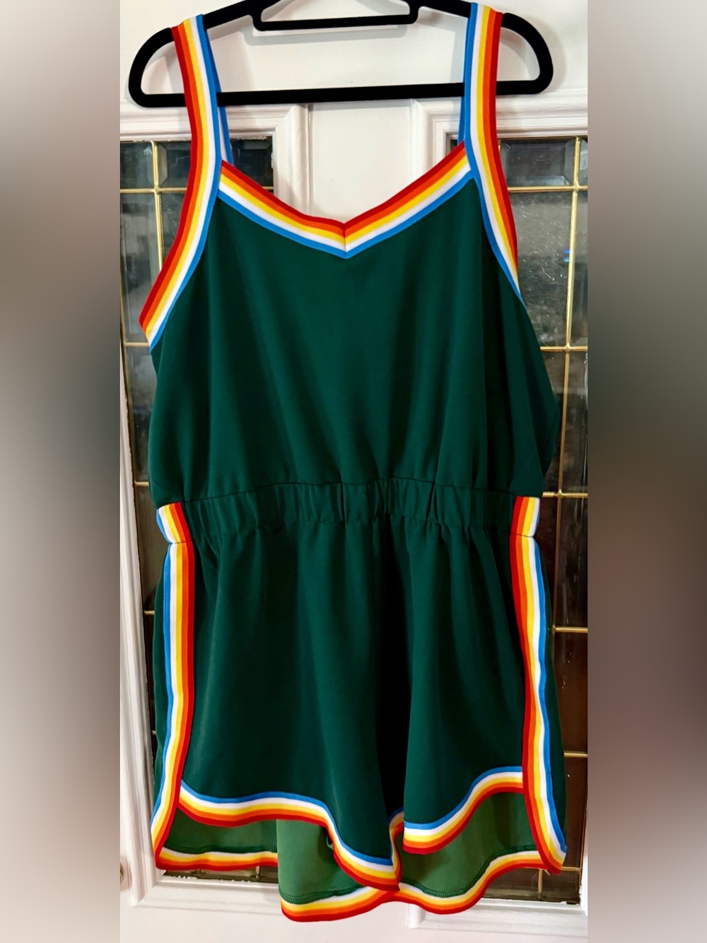 Pre-Loved Women’s Emerald Green Rainbow-Trim Romper